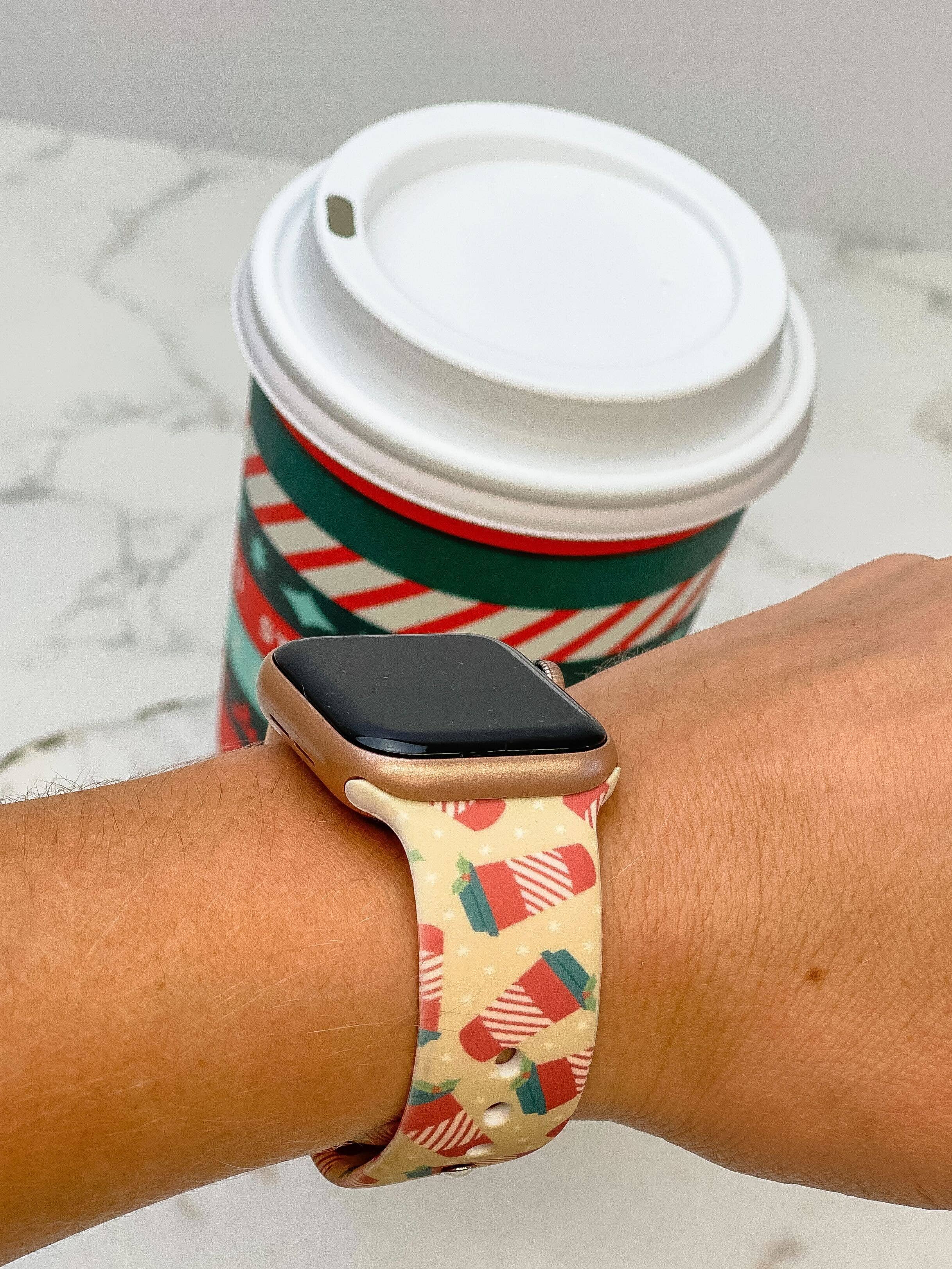 Prep Obsessed Wholesale - Wholesale Watch Band/Strap - Women's - Christmas Coffee Cup Printed Silicone Smart Watch Band0