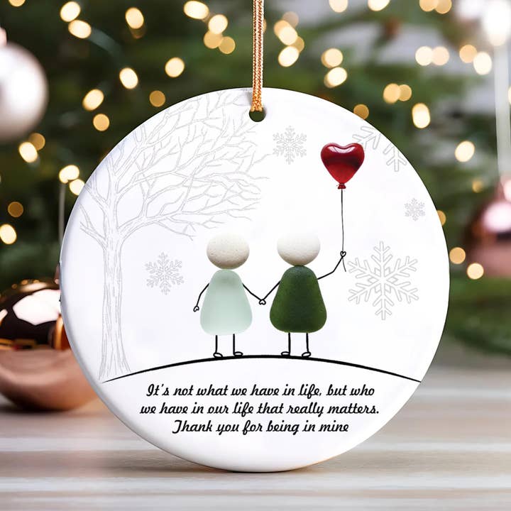 2D Flat Sea Faux Glass Friendship Ornament, Ceramic Besties for wholesale by Glaizyo