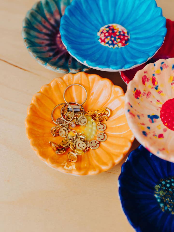 Flower Power Jewelry Trinket Dishes for wholesale by The Glazing Sun