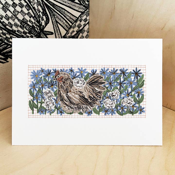 Hen & Chicks Print A3 / Chicken Print / Farm Art for wholesale by Aimee Mac Illustration / Stationery & Prints