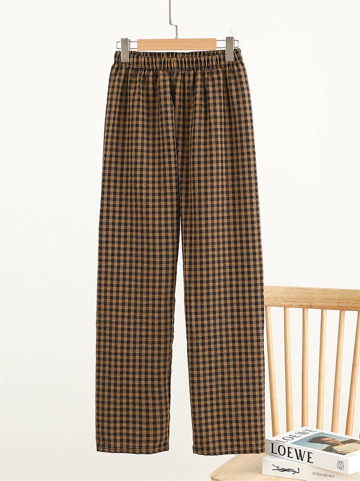 safistyle - Wholesale Pants - Women's - Checkered Wide-Leg Pants5