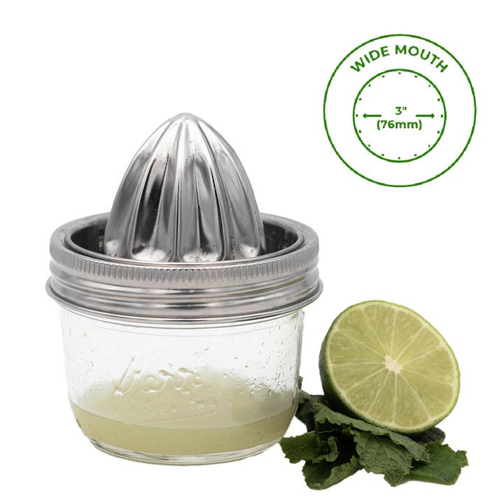 Mason Jar Lifestyle - Wholesale Drink Lids - Stainless Steel Juicing Lid for Wide Mouth Mason Jars