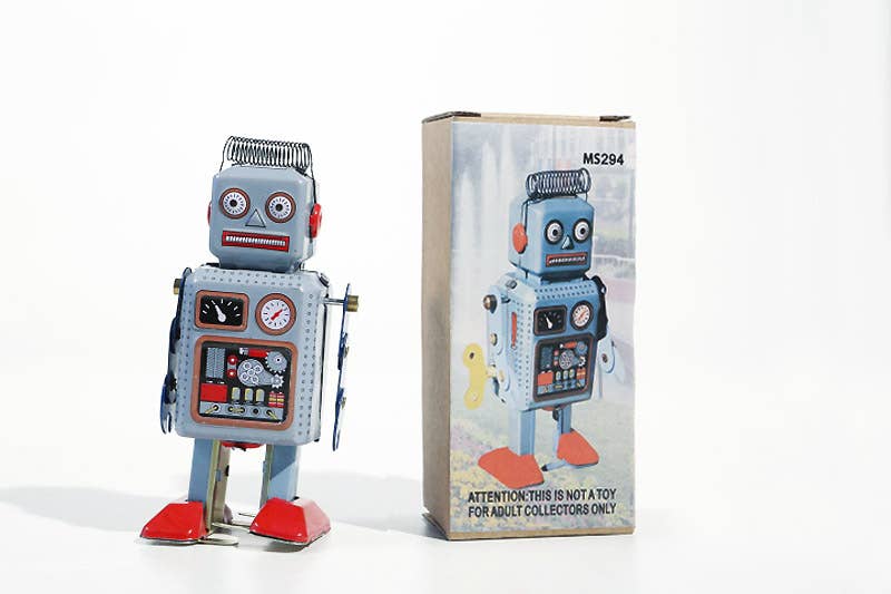 die Blechfabrik e.K. - Wholesale Wind-Up Toy - Kids - Touly tool robot, blue, 12 cm, made in China1