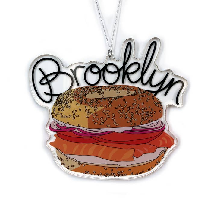 Brooklyn Bagel Sandwich Christmas Ornament for wholesale by Drawn Goods