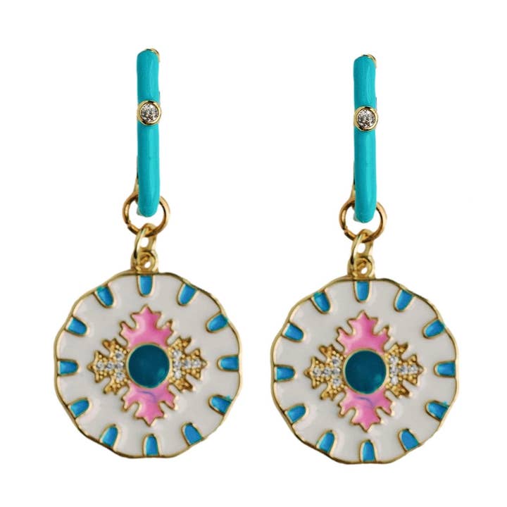 Capri Tile Enamel Charm Statement Earrings for wholesale by St Armands Designs of Sarasota