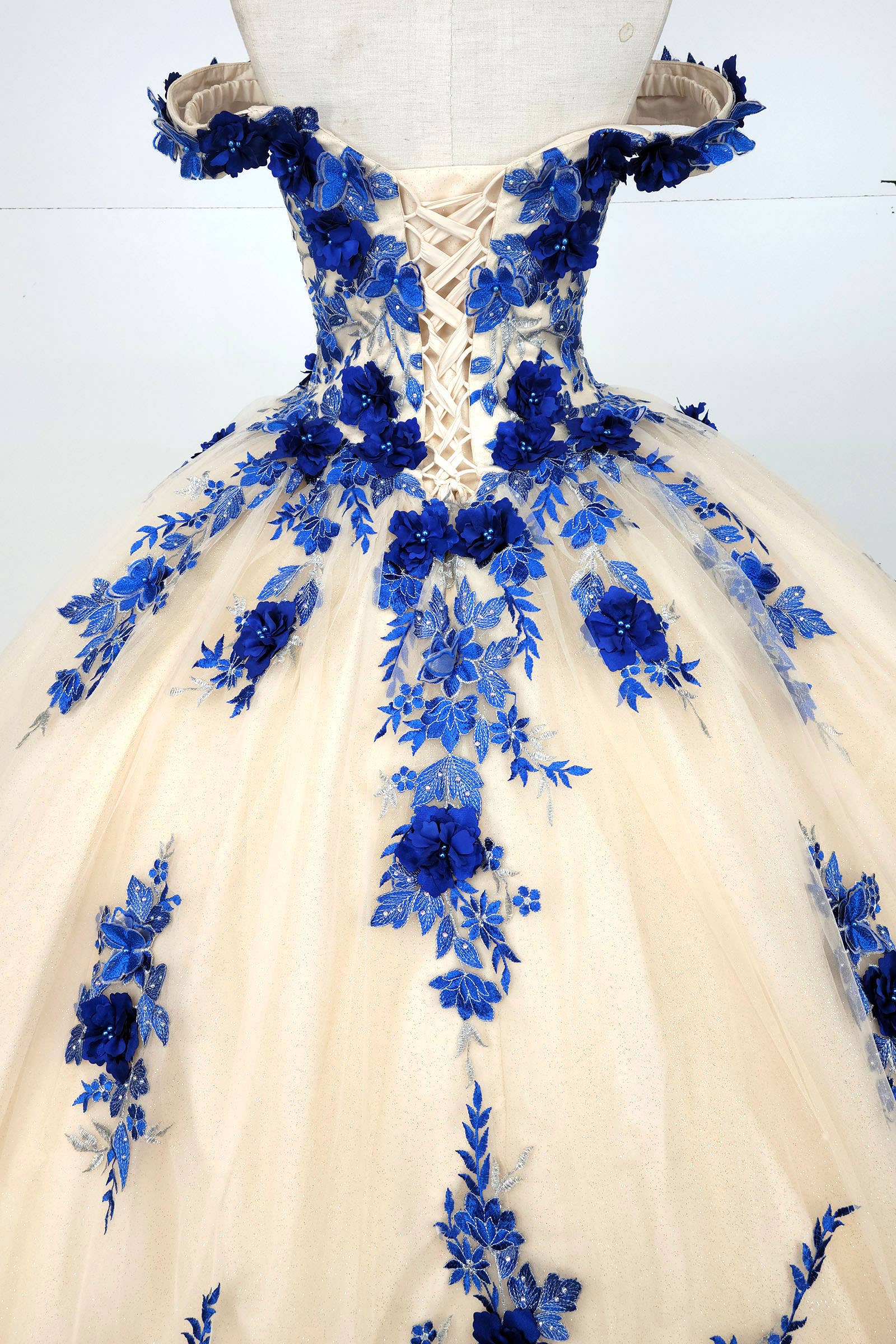 Chicas - Wholesale Dress - Women's - Off the Shoulder Nude Quinceanera Dress CHF311112