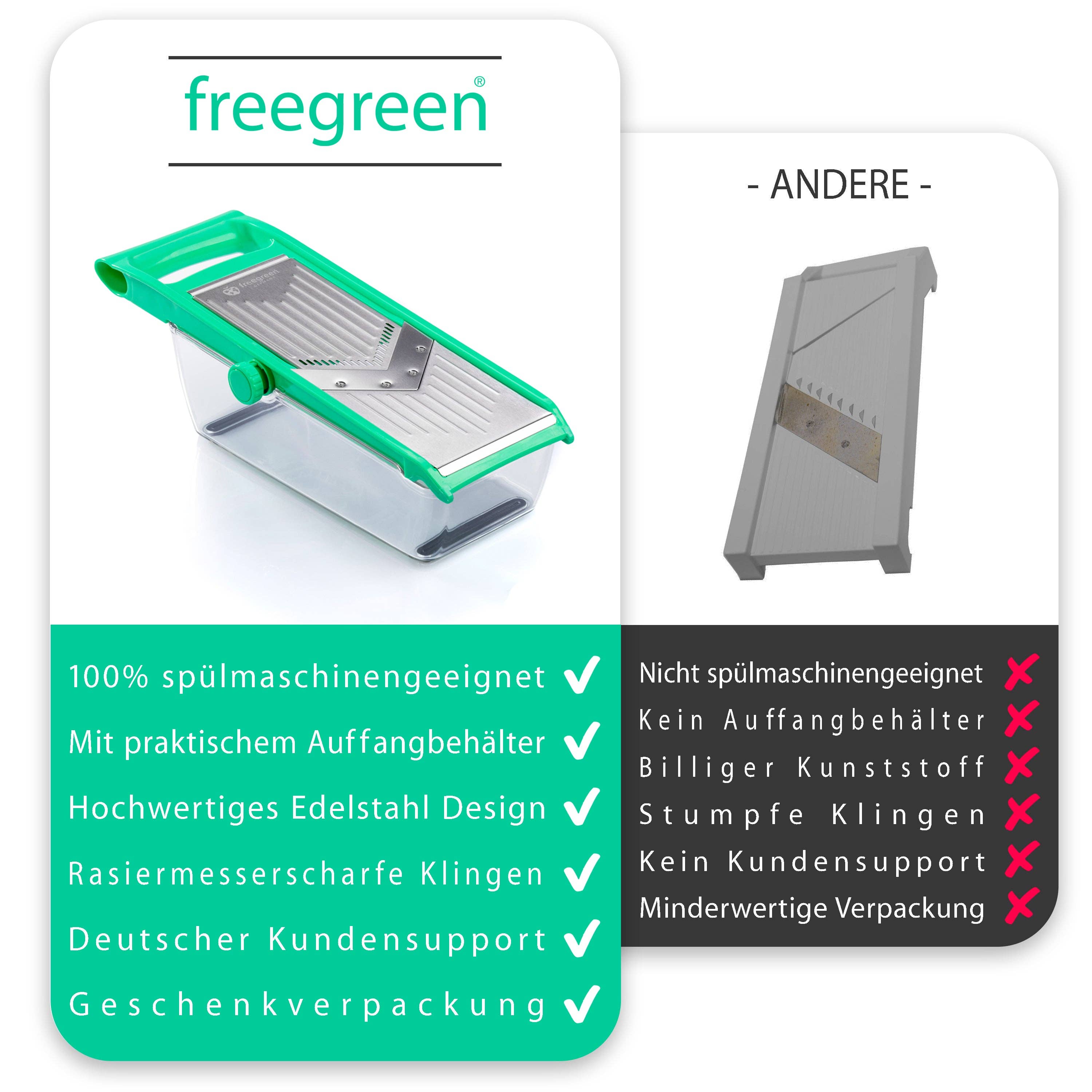 freegreen® - Vendita all'ingrosso Utensile/attrezzo da cucina - Affettatrice per verdure multifunzione freegreen®6