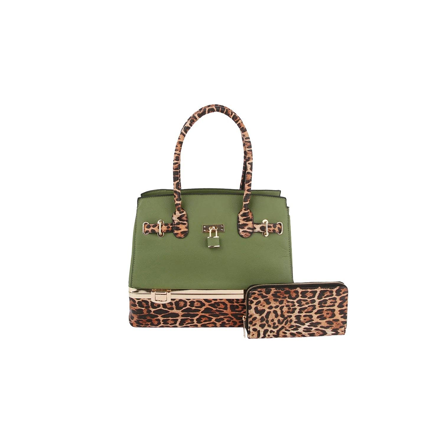 Handbag Factory Corp - Wholesale Top Handle Bag - Women's - 2 in 1 Cheetah Accent Handbag and Clutch7