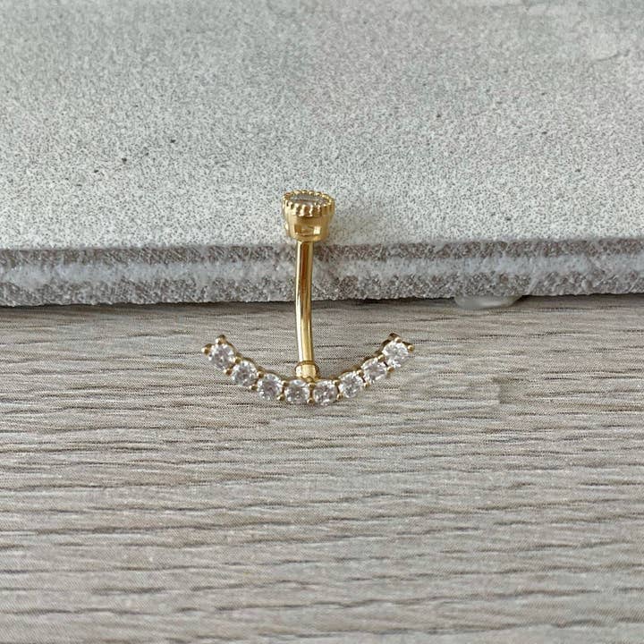 Gold Internally Threaded Curved Button Ring (14G | 10mm | Surgical Steel | Silver, Gold, or Rose Gold) for wholesale by Elara Body Jewelry