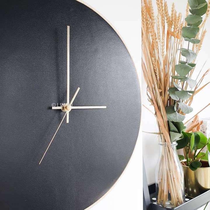 Linael - Wholesale Muurklok - LEREN WANDKLOK — MIDDELGROOT — ZWART4