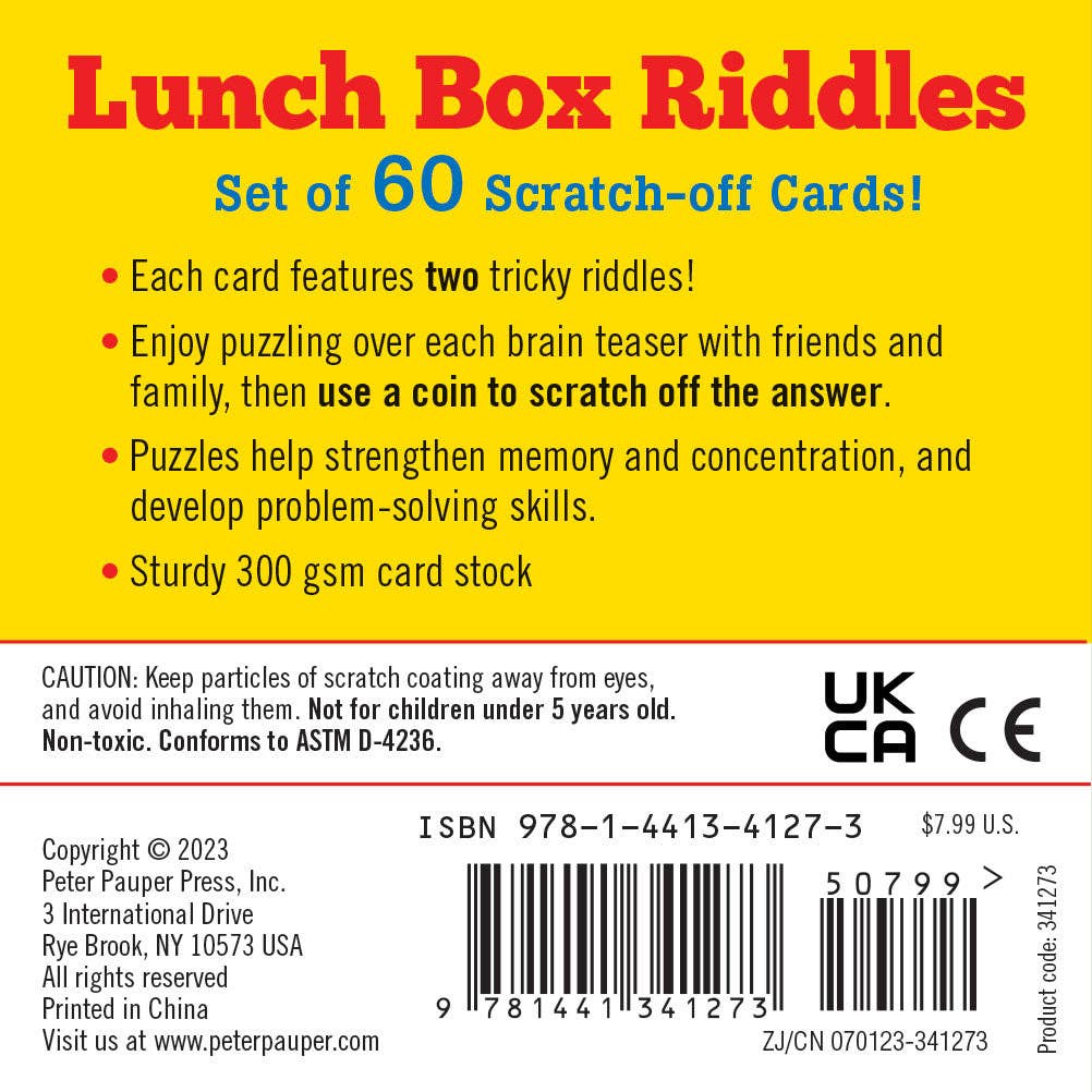 Peter Pauper Press - Wholesale Card Game - Lunch Box Riddles Scratch-Off Deck (Set of 60 cards)9