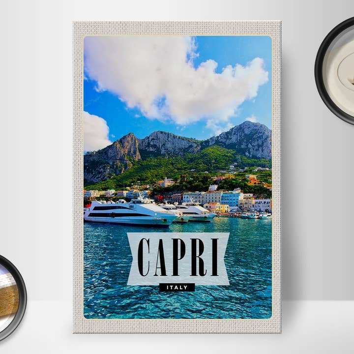 Femer - Vendita all'ingrosso Cartelli - Targa in legno per vacanze al mare a Capri, Italia, 20 x 30 cm