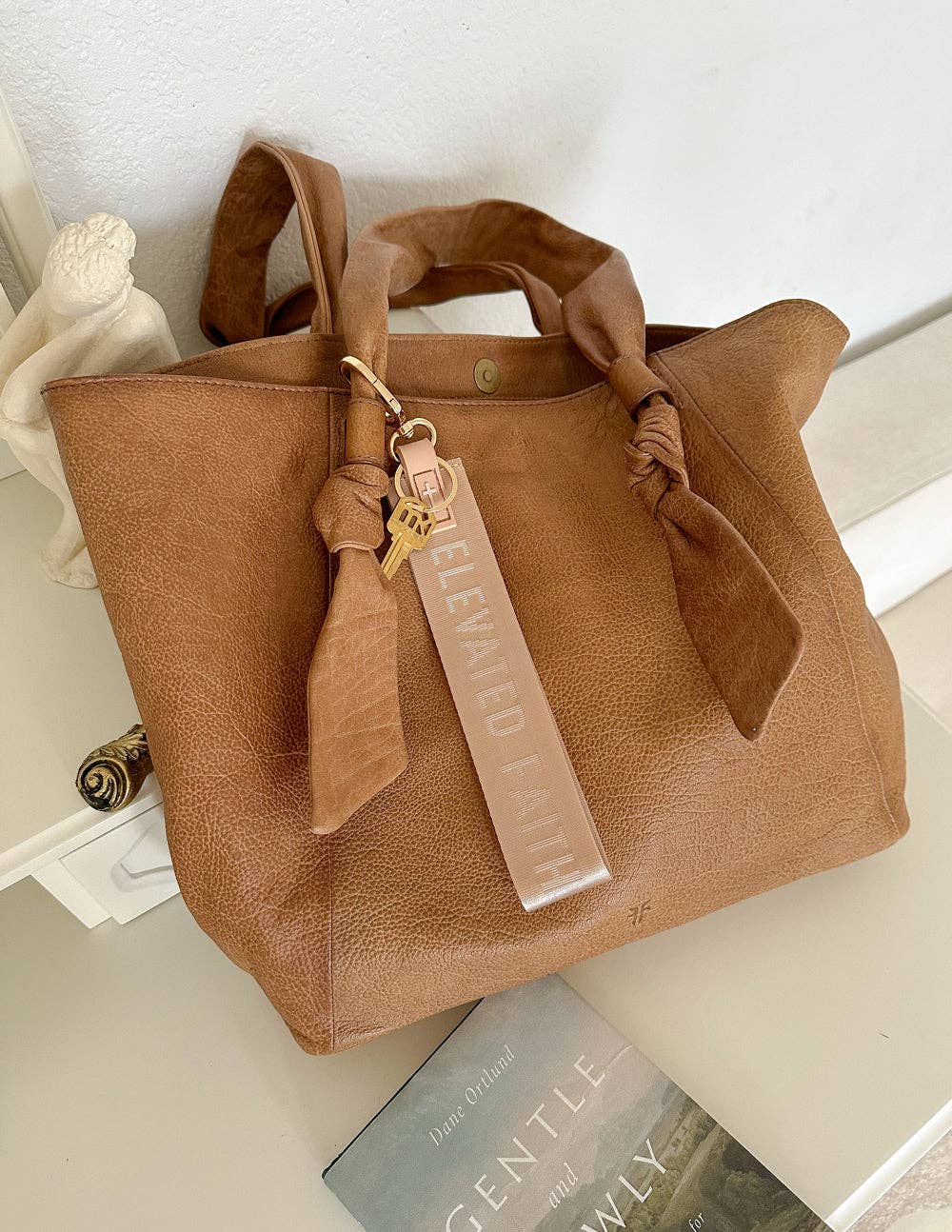 Elevated Faith - Wholesale Keychain - Unisex - Beige Oversized Logo Keychain4