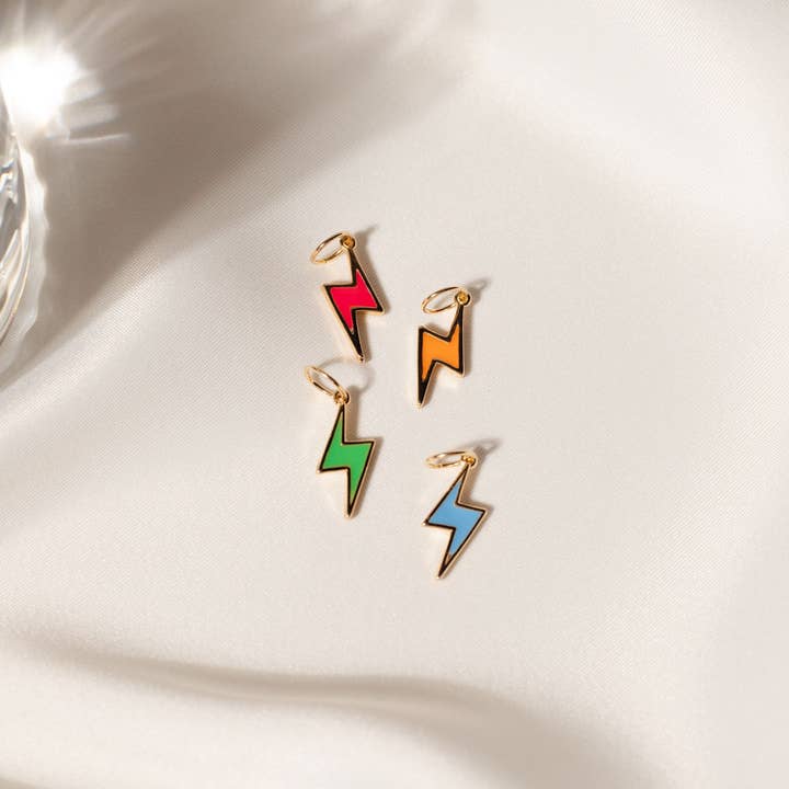 Gold Filled Small Colorful Enamel Thunder Bolt Pendant for wholesale by MIA Jewelry