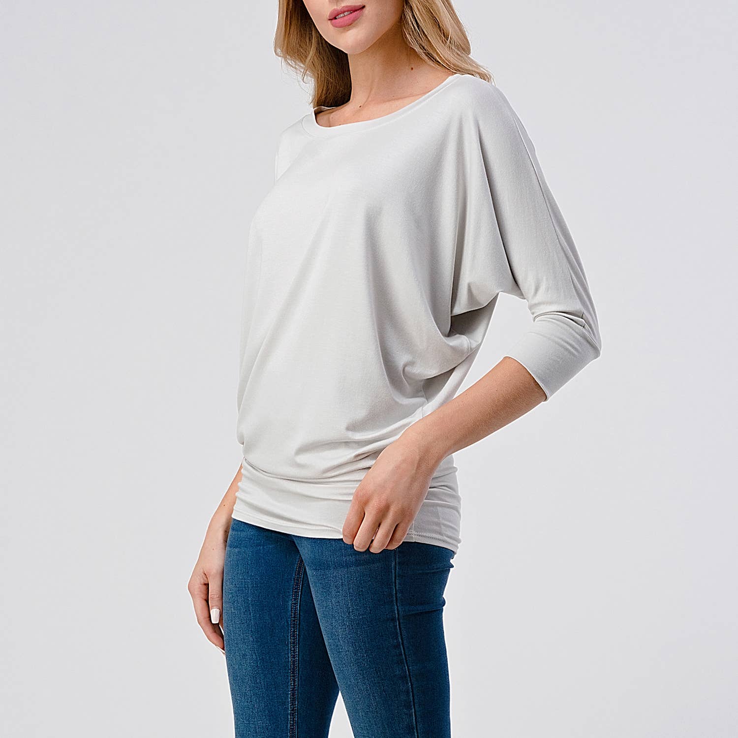 Heimious - Wholesale Knit Top - Women's - 3/4 Dolman Sleeve Round neck Modal Jersey  Top, 2503118