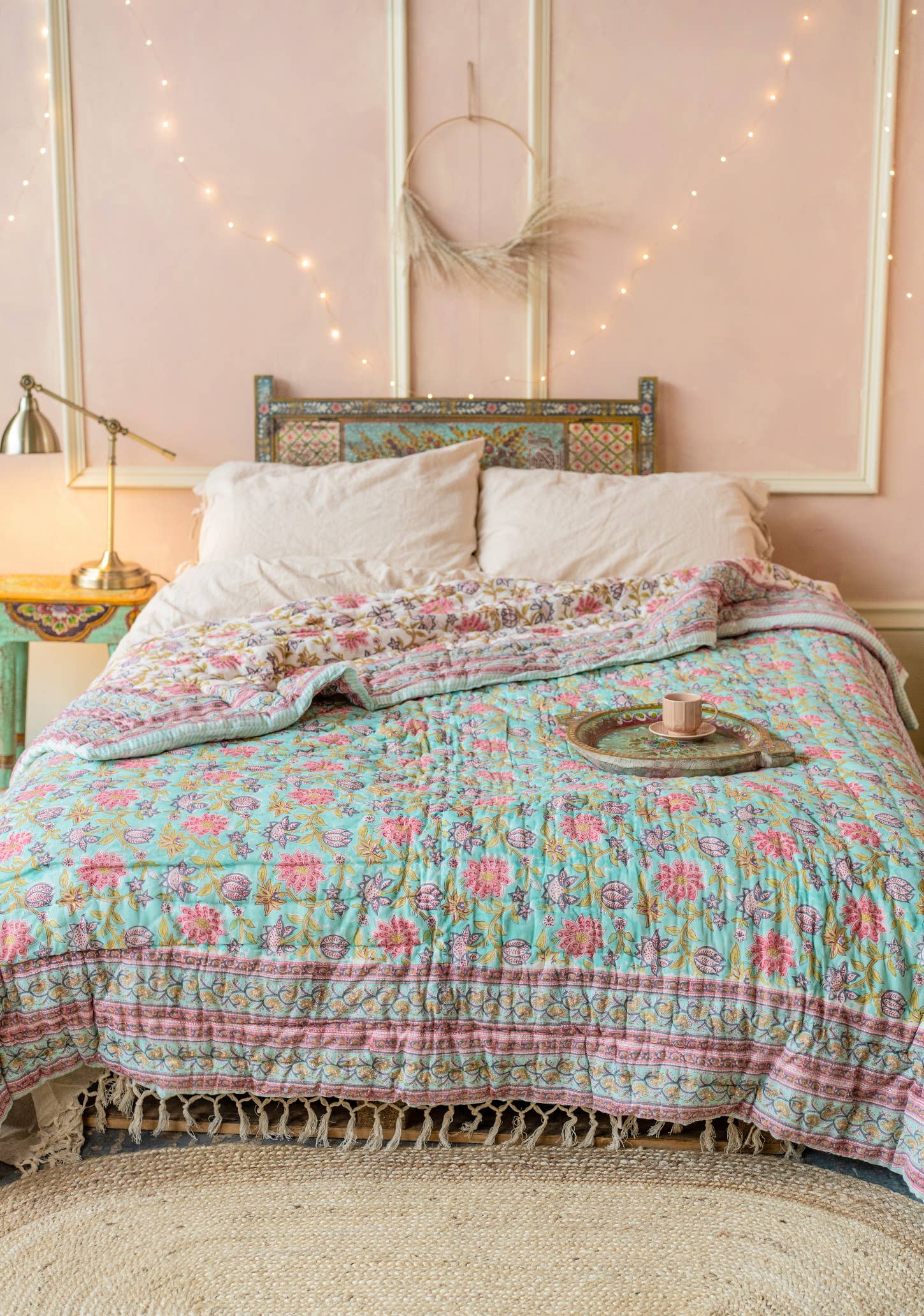 Namaste - Wholesale Quilt - Keya Blockprint Reversible Quilt3