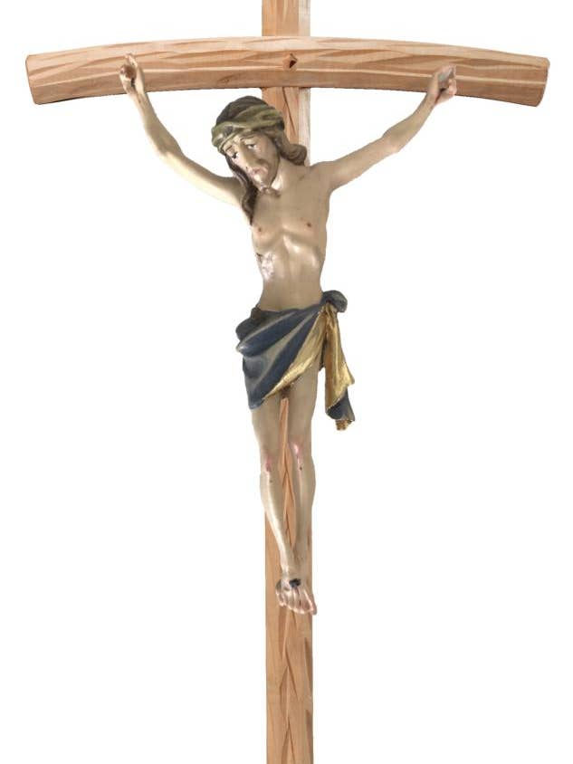 Crucifijo de Madera Tallada a Mano Val Gardena - Cristo Sufriente para venta al por mayor de Dolfi