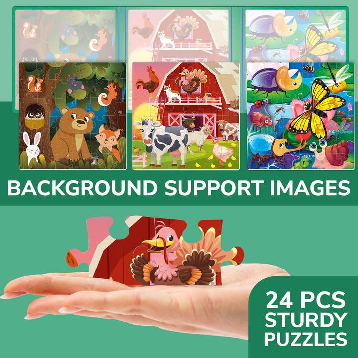 QUOKKA - Wholesale Puzzle - Kids - Magnetic Book 36 Piece Puzzles for Kids | Insects, Farm & Forest Animals