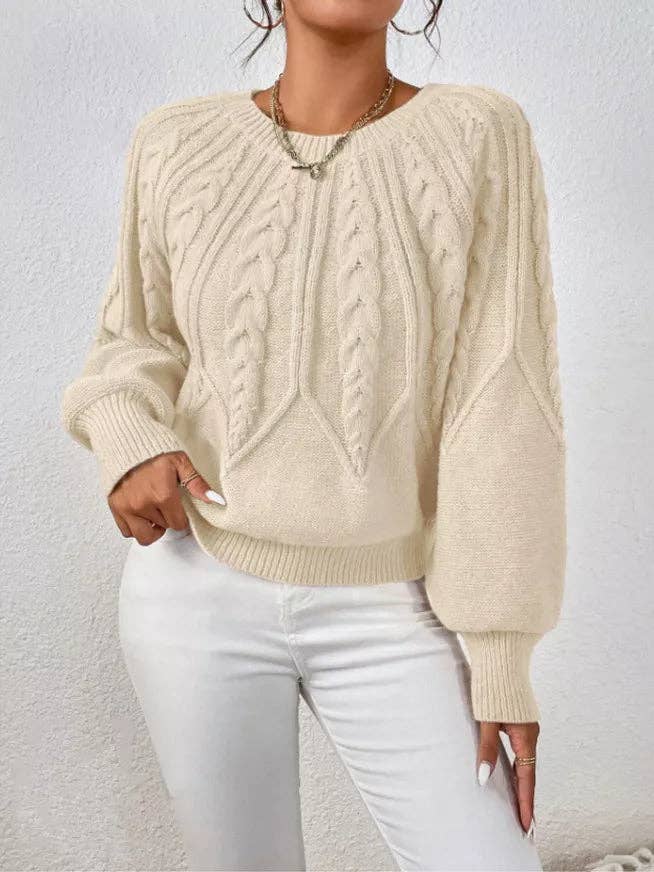 Cable Knit Long Sleeve Sweater for wholesale by Beyond Apparel