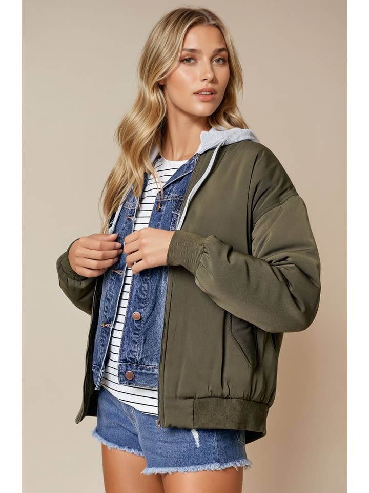 Doe and Rae - Wholesale Bomber Jacket - Women's - Drop Shoulder Bomber Jacket - 10260J-15