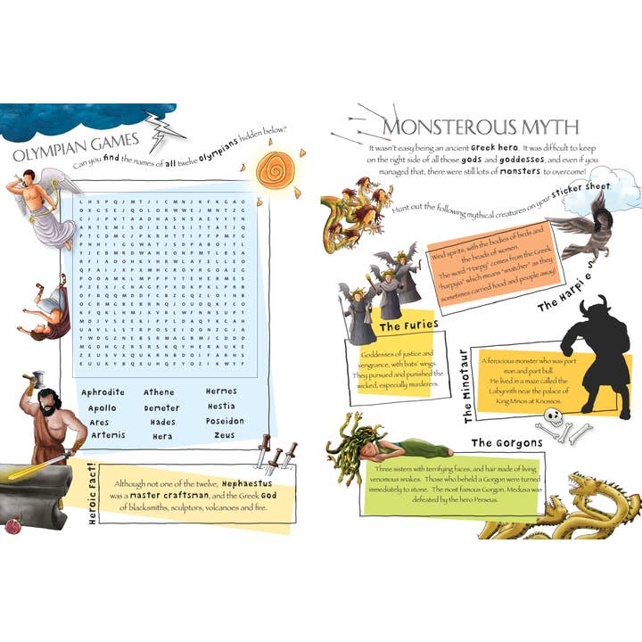 Robert Frederick Ltd – wholesale Sticker – Child & baby – Discover Greek Myths Sticker Book - Find, Stick and Learn