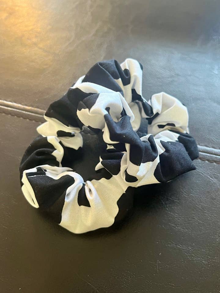 Cow Print Scrunchie, gift for her, Large Scrunchie for wholesale by Jbird Handcrafted