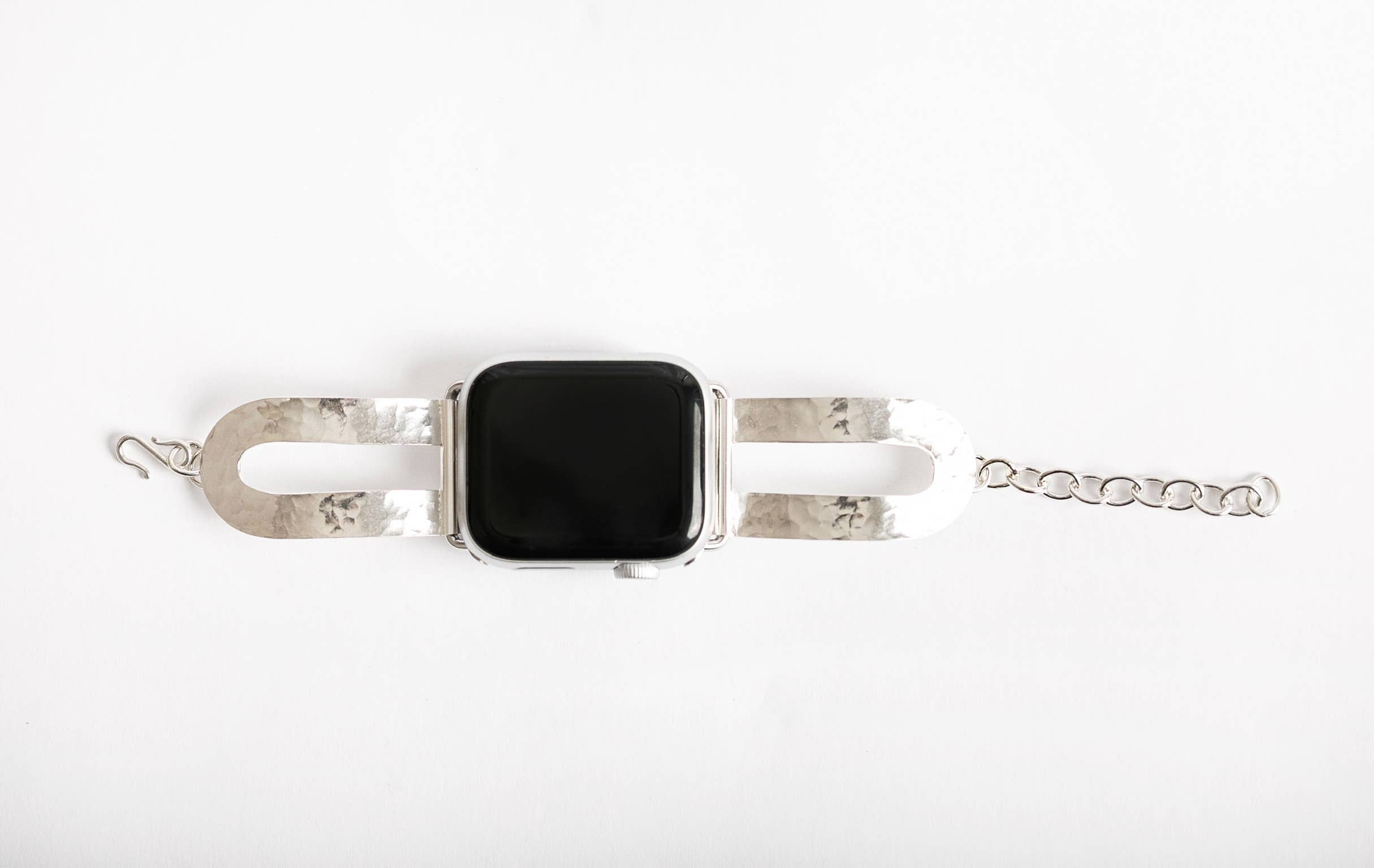 Moxie Maine - Wholesale Horlogeband/riempje - Dames - 1003: Sterling zilveren gehamerde smartwatchband Apple Galaxy4