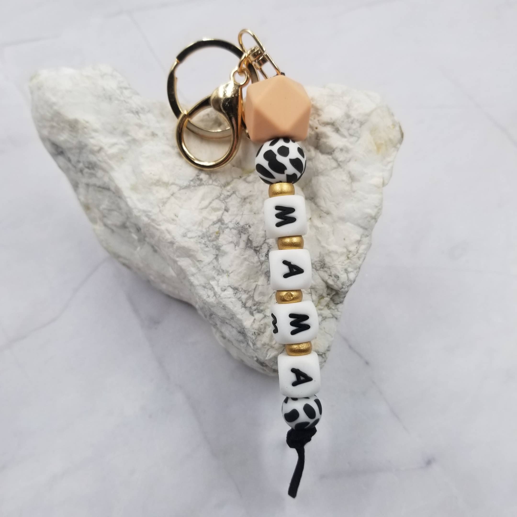 The Pretty Jewellery - Vente Porte-clés – femme - Porte-clés MAMA en perles de silicone léopard2