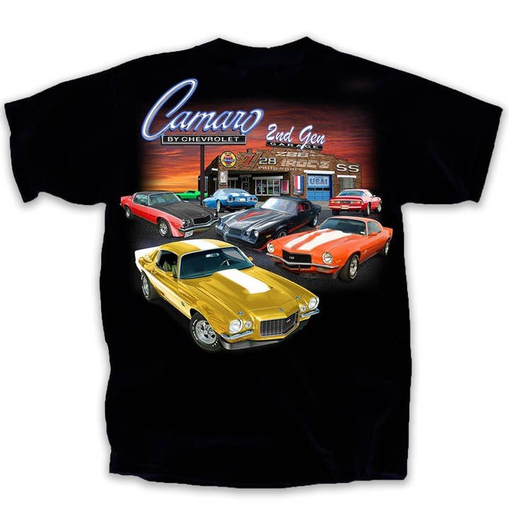 Camaro 1970-1981 Generation Camaro Garage T-Shirt for wholesale by Joe Blow T's