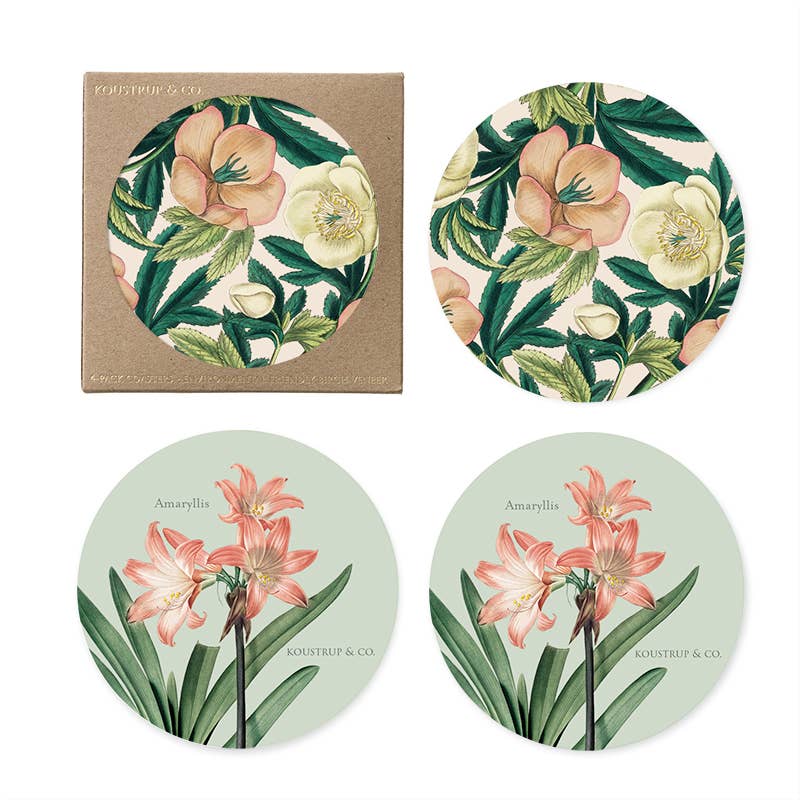 Koustrupco - Wholesale Coasters - Helleborus coasters- beech veneer- made in Europe1