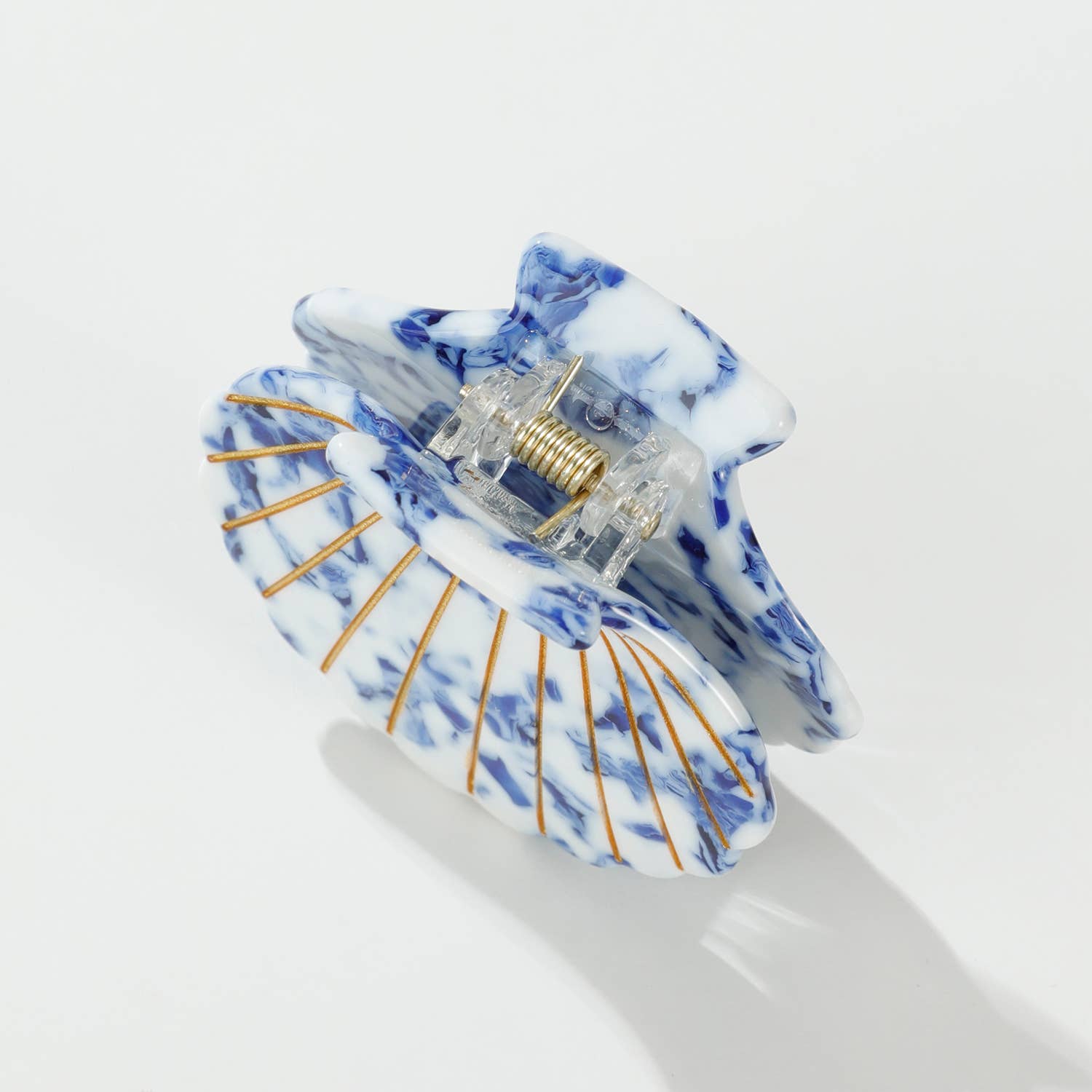 Adorro - Wholesale Hair Clip - Women's - Coastal Blue Seashell | Gold Painted Seashell Claw Clip2