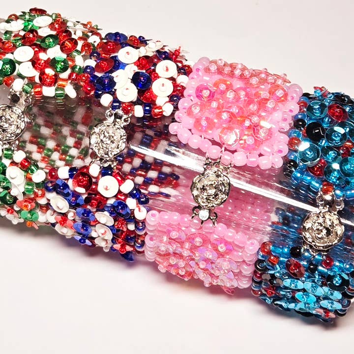 Fiona Accessories - Wholesale Beaded Bracelet - Sequin Handmade Beaded Bracelet button closure (mix)5