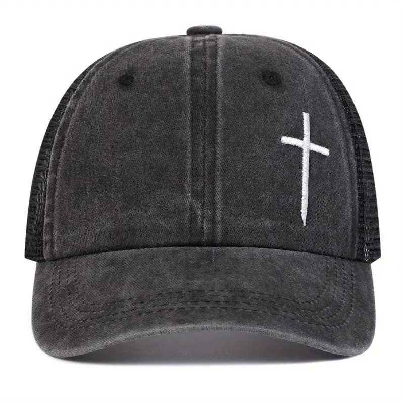 Syrrios Gifts LLC - Wholesale Trucker Hat - Unisex - Christian Cross Embroidered Trucker Hat Adjustable Mesh4