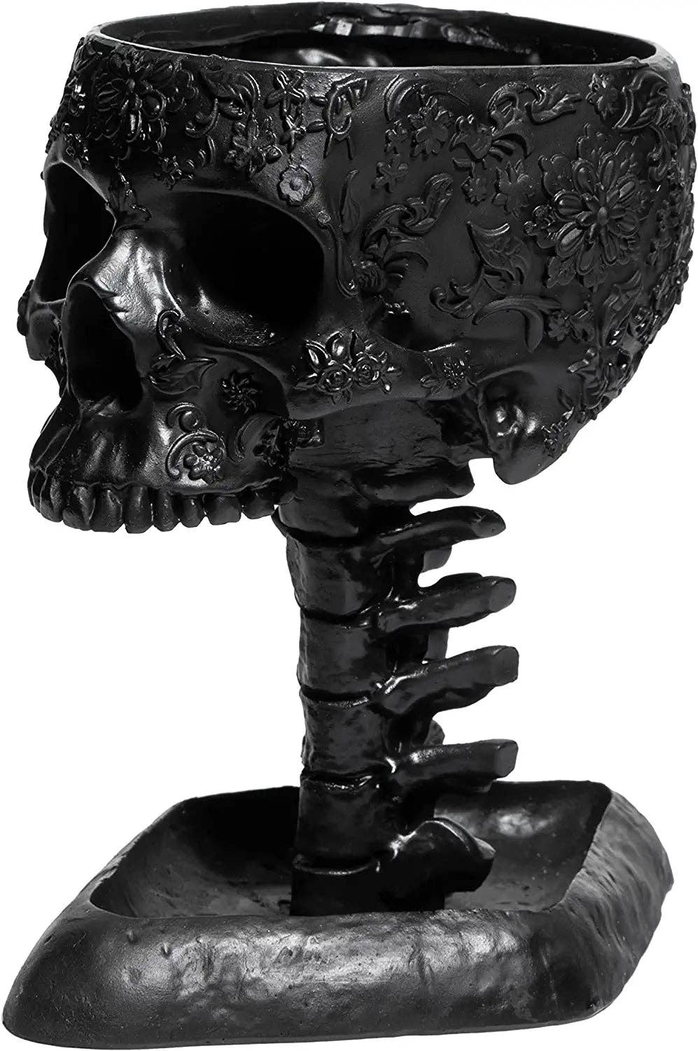The Wine Savant /  Khen Glassware - Wholesale Decorative Plate/Dish/Bowl - Skull with Backbone Planter Pot Bowl4