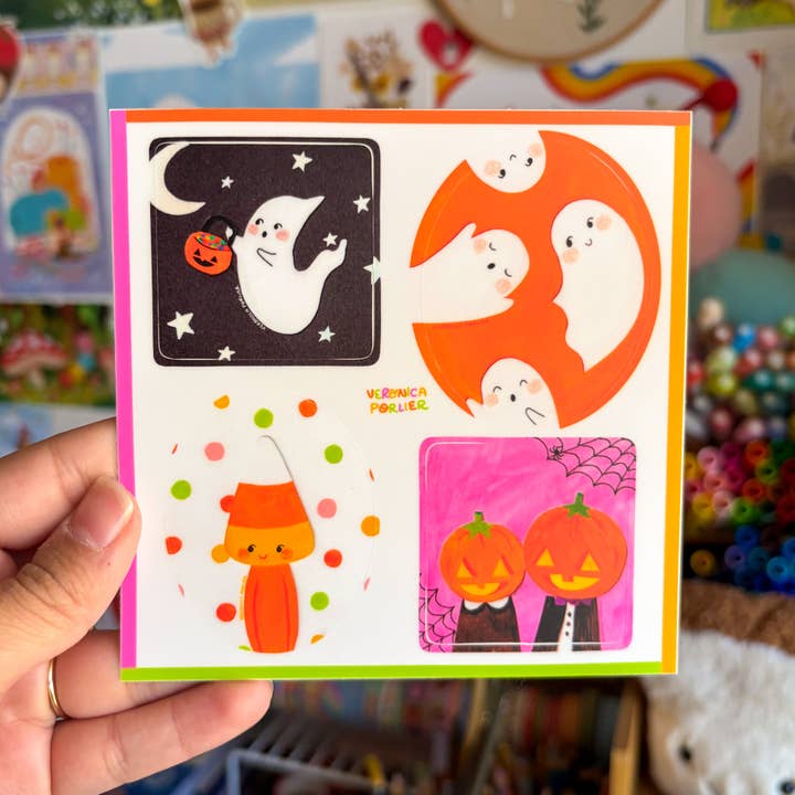 Spooky Icons Sticker Sheet for wholesale by Veronica Porlier Illustrations