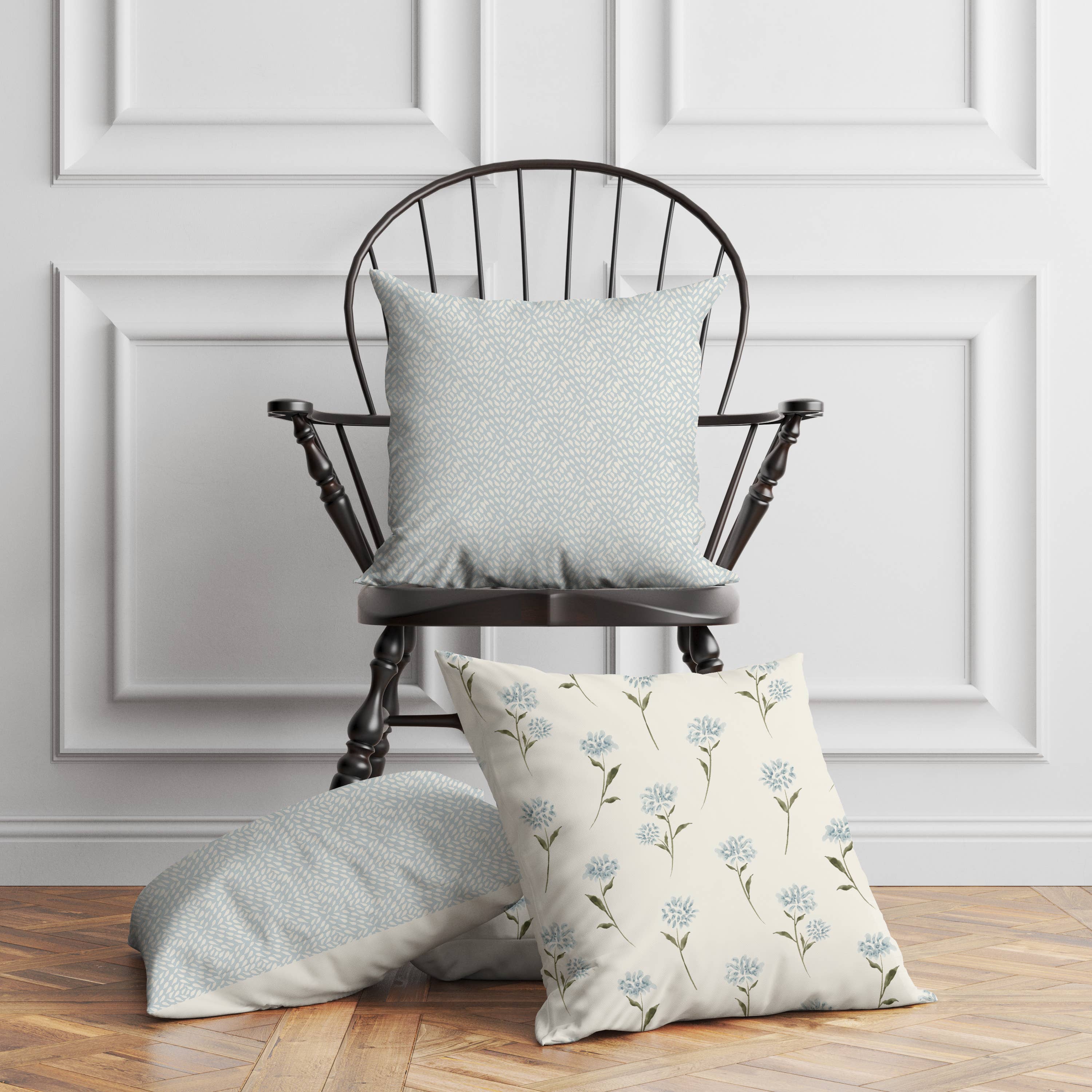 Beth Schneider Designs, LLC - Wholesale Throw/Decorative Pillow - Aire Floral 100% Soft Cotton Square 20"x20" Accent Pillow3