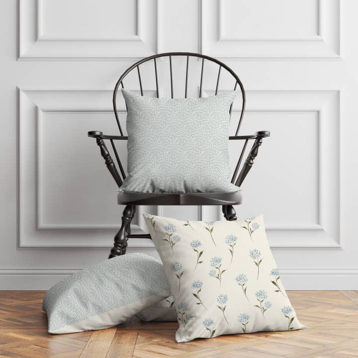 Beth Schneider Designs, LLC - Wholesale Throw/Decorative Pillow - Aire Floral 100% Soft Cotton Square 20"x20" Accent Pillow3