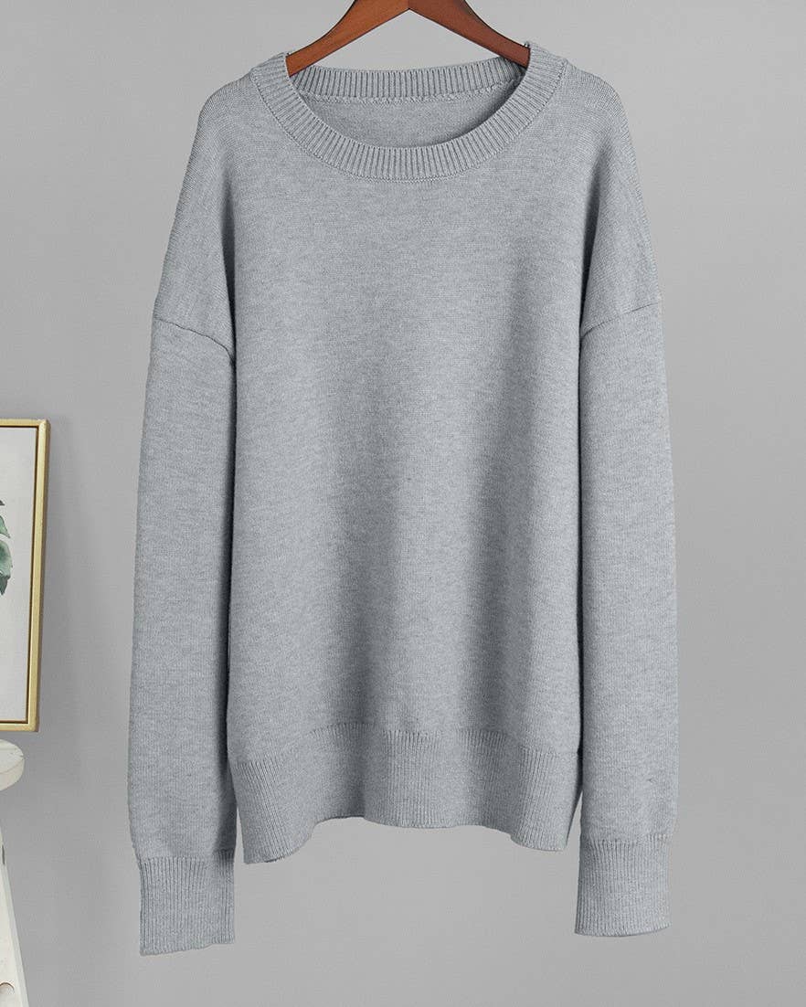 HIDDENBRAND - Wholesale Knit Sweater - Women's - Essential Basic Round Neck Sweater Top4