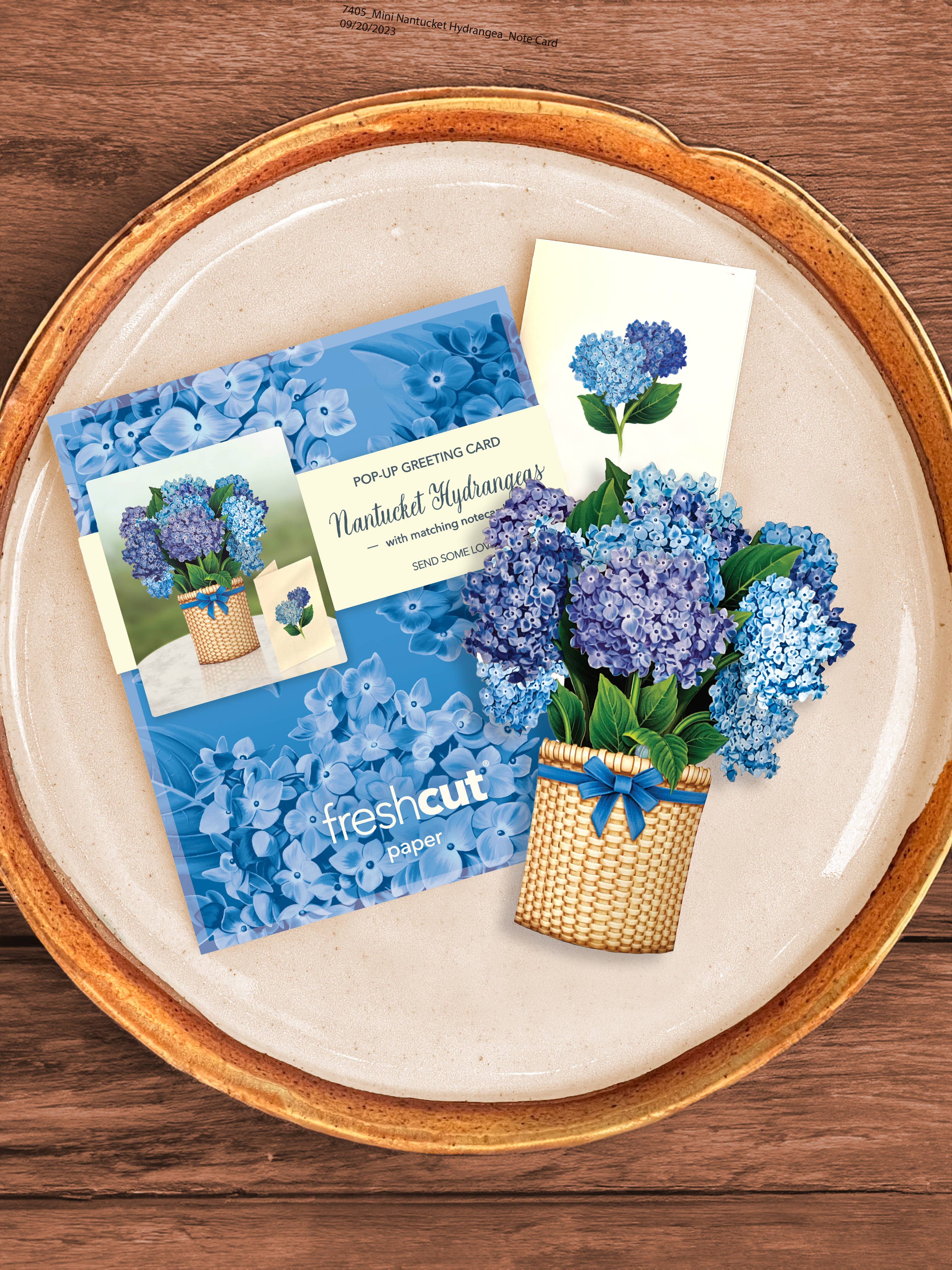 FreshCut Paper LLC - Wholesale Everyday Greeting Card - Mini Nantucket Hydrangeas (10 Pop-up Greeting Cards)2