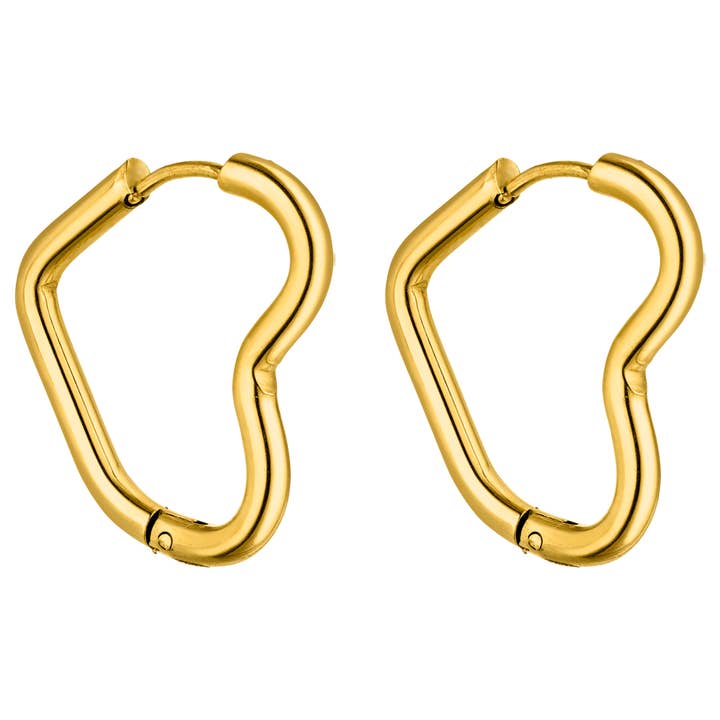 Schmuckgroßhandel - Wholesale Hoop Earrings - Fancy Heart earrings | 18K gold plated