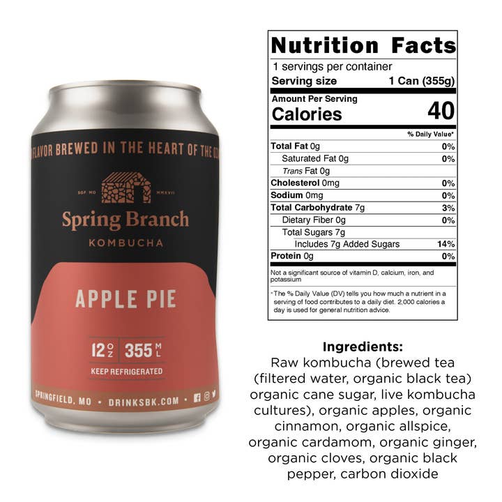 Spring Branch Kombucha - Wholesale Kombucha - Apple Pie Kombucha, 12 oz3