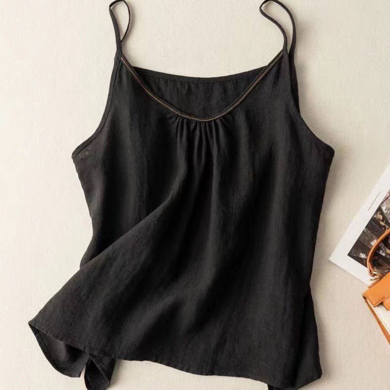 Hope & Sunshine - Wholesale Tank Top - Women's - Cotton Linen Camisole Tank Top0