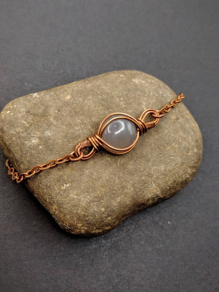 Chalcedony Bracelet, Yule Gifts for Pagans, Metaphysical Shops, Positive Energy Gift for Her, High Vibrations, Negative Energy Protection for wholesale by Mossy Mushroom