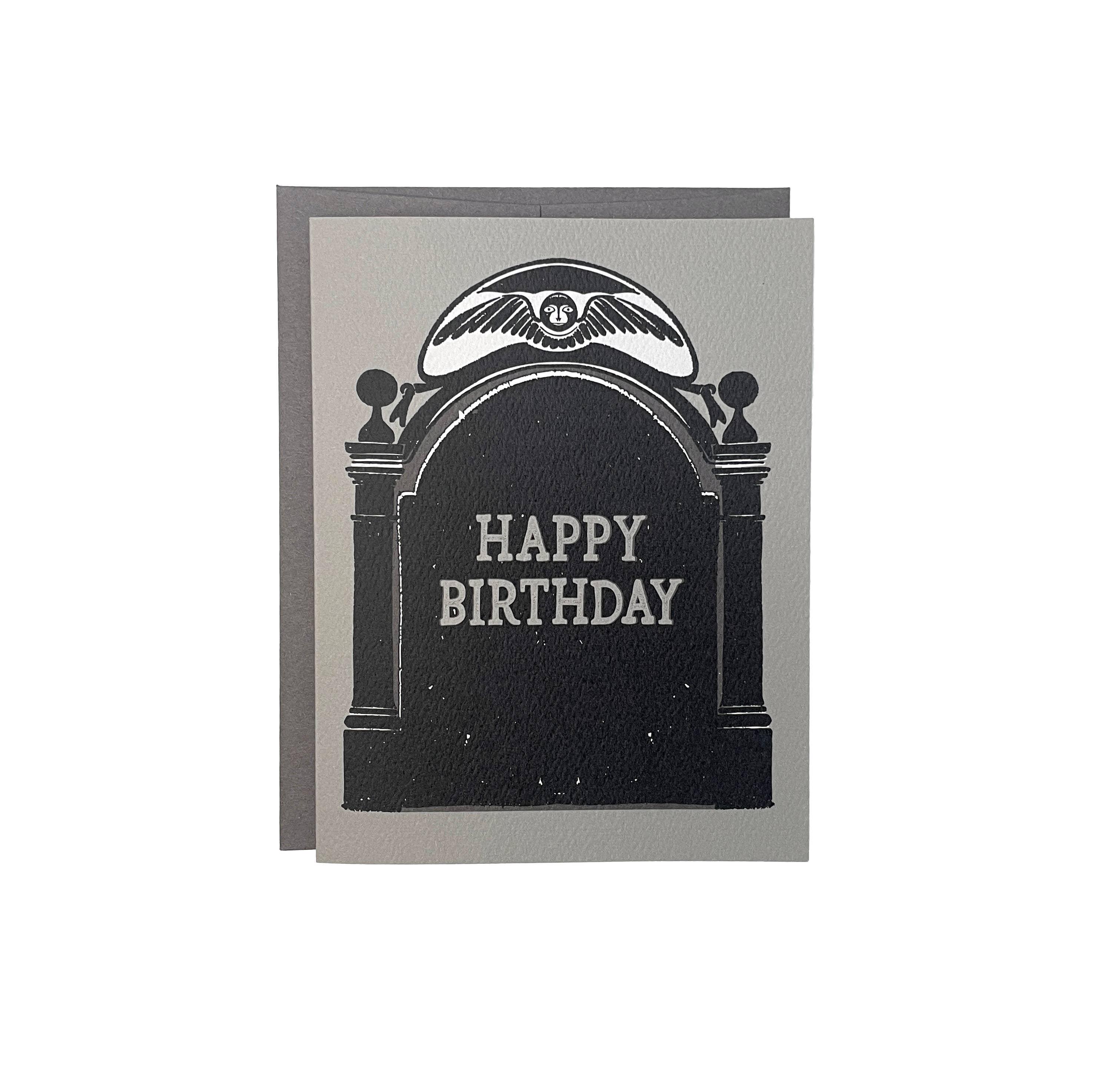 drawn by water - Wholesale Birthday Card - Classic Gravestone Happy Birthday Card,Goth Stationery0