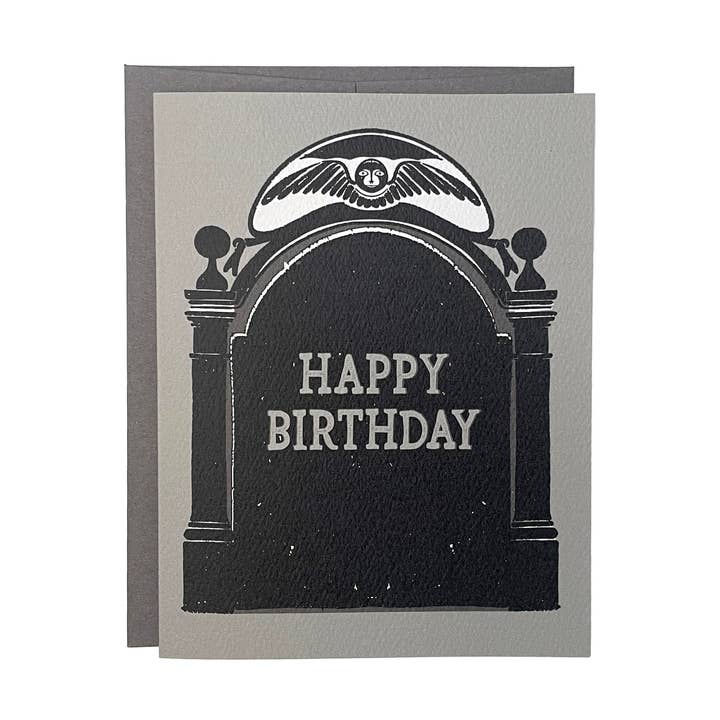 drawn by water - Wholesale Birthday Card - Classic Gravestone Happy Birthday Card,Goth Stationery0