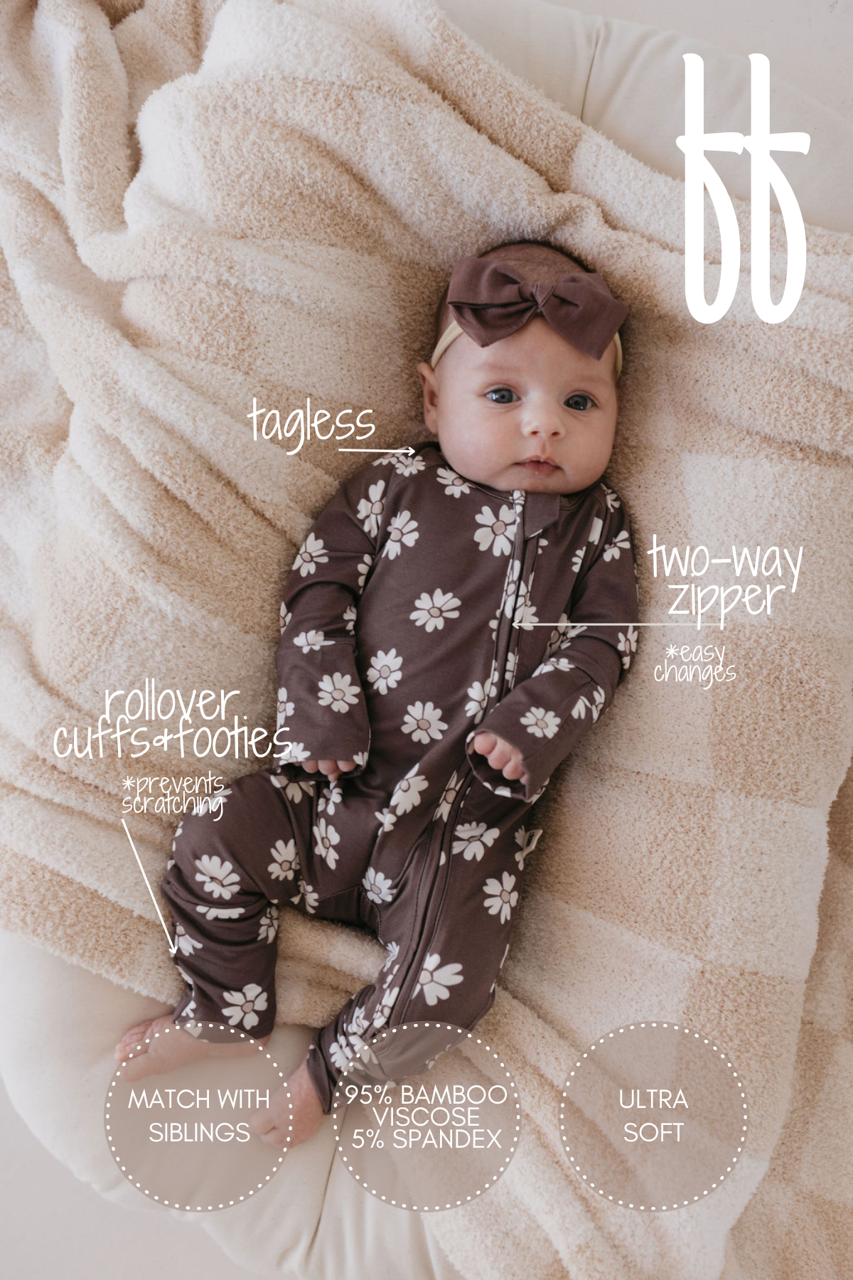 Forever French Baby - Wholesale Sleepsuit - Baby - Bamboo Zip Pajamas | Midnight Meadow3