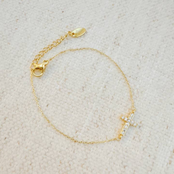 Ellison+Young - Wholesale Charm/Dangle Bracelet - Shiny Side Hanging Cross Bracelet