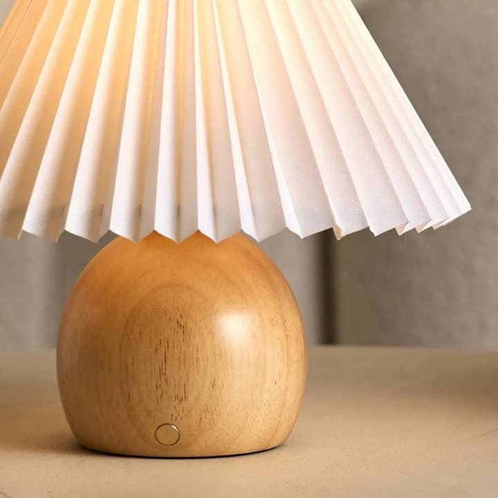 Tavellio - Wholesale Accent/Desk Lamp - Nathalie Light Brown Modern and Retro Rechargeable Lamp l Dimmable, Wood and Paper Beautiful Paper Shade1