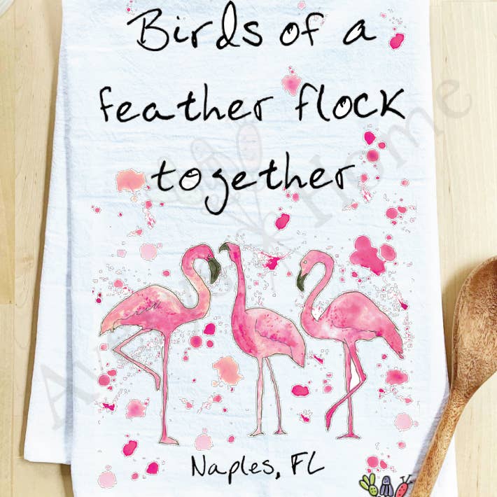 Avery's Home - Wholesale Tea Towel - Birds of a Feather Flamingo Customizable Tea Towel