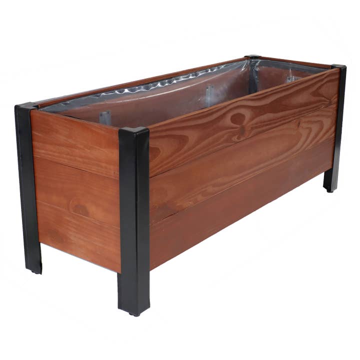Sunnydaze Decor - Wholesale Planter Box - Acacia Wood Raised Garden Bed with Liner - 14.75" H - Brown1
